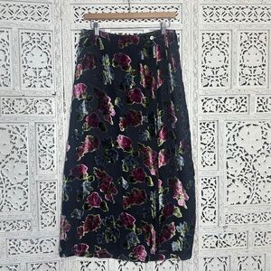 New York &‎ Company Silk Blend Crushed Velvet Floral Whimsygoth Fairy Wrap Skirt